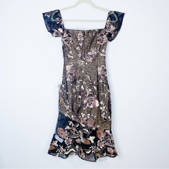 Dress the Population - Floral Sequins Off the Shoulder Dress - Picture 5 of 5